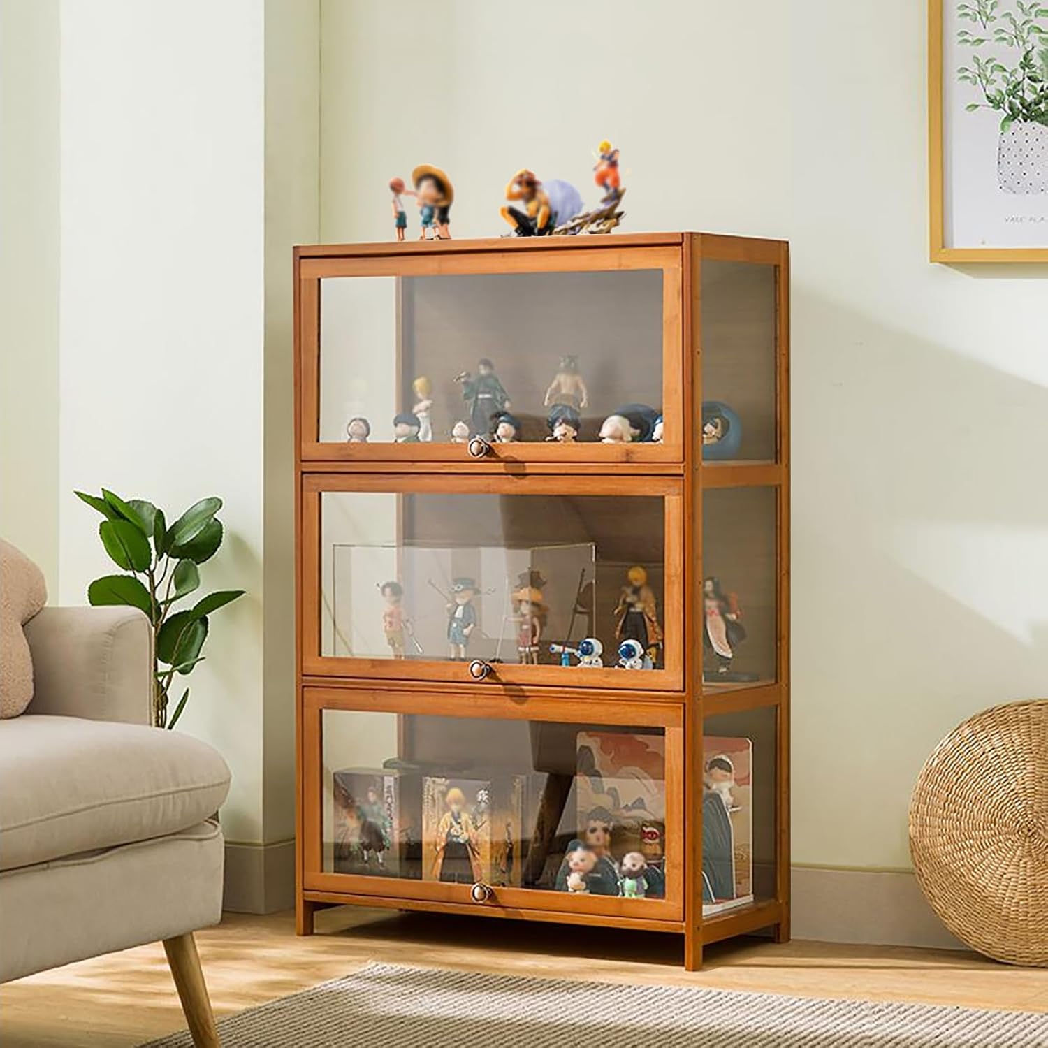 お猪口 コレクション 収納ケース 36マス アクリル付 メープル色塗装